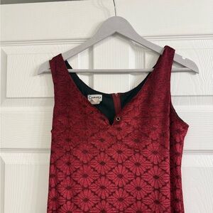 Velvet Red Floral Sleeveless Dress